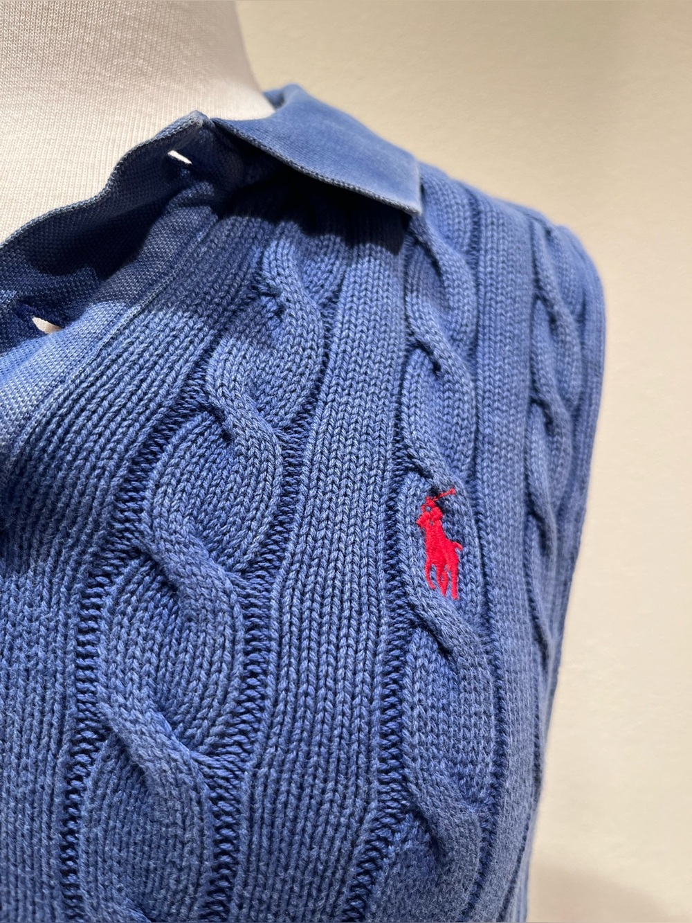 Polo by Ralph Lauren Cable-Knit Sleeveless Polo Shirt NWT - Picture 5 of 7
